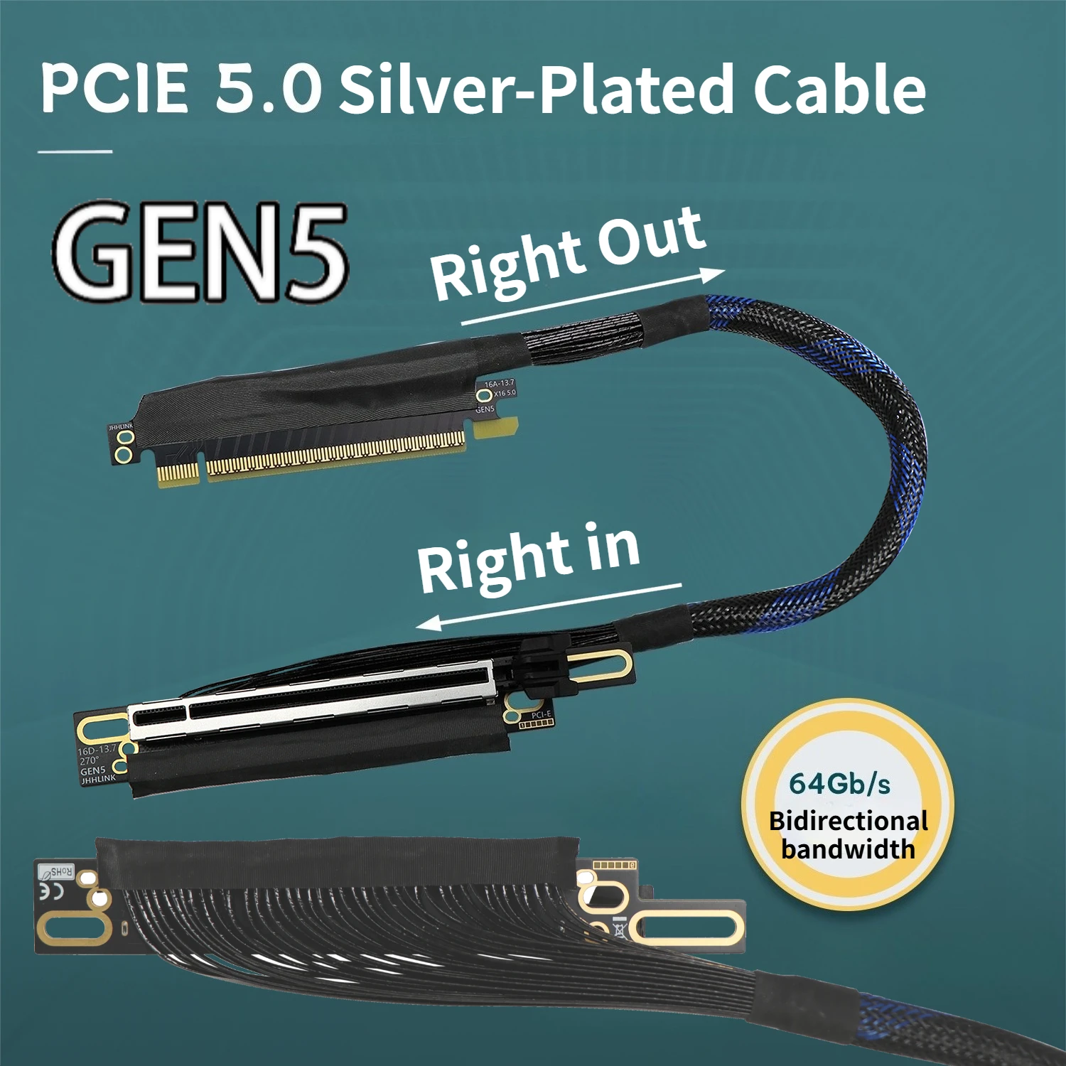Right Angle Fold Reverse PCIe  - Pcie 5.0 Gpu Riser Cable recension och pris